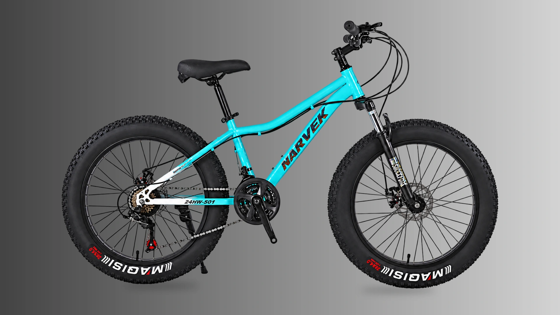 FT-04 24HW-501 fat bike in cyan / white